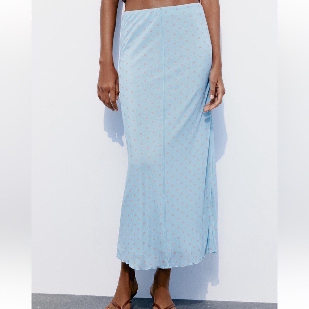 Zara NWT printed tulle skirt sky blue - Picture 2 of 7